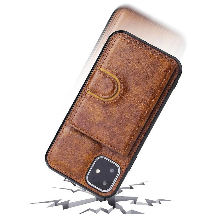 For iPhone 12 Pro Max PU + TPU + PC  Shockproof Back Cover Case with Card Slot & Holder
