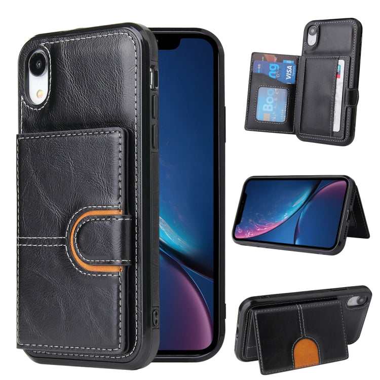For iPhone X / XS PU + TPU + PC  Shockproof Back Cover Case with Card Slot & Holder