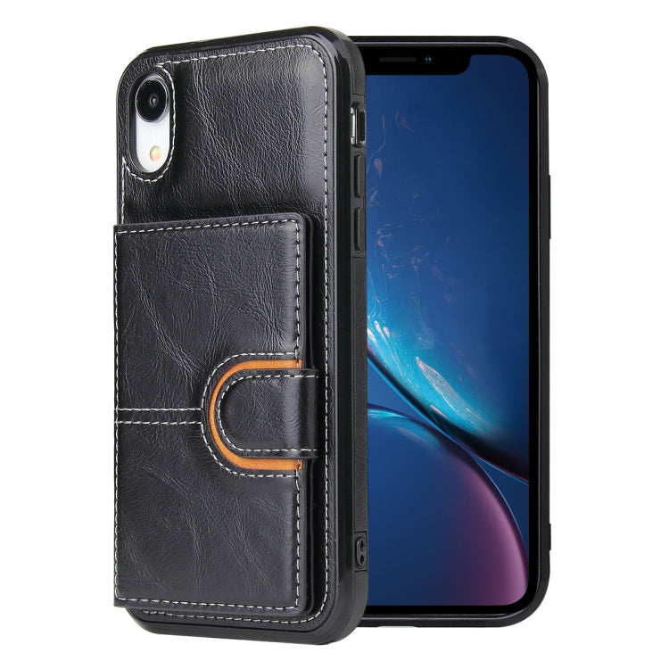 For iPhone X / XS PU + TPU + PC  Shockproof Back Cover Case with Card Slot & Holder