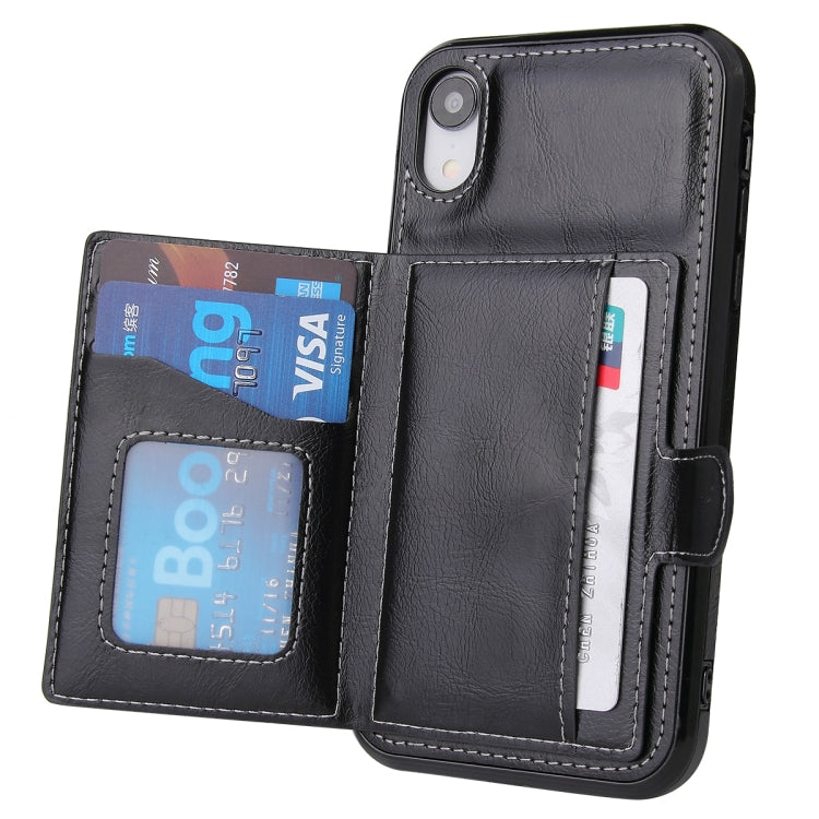 For iPhone X / XS PU + TPU + PC  Shockproof Back Cover Case with Card Slot & Holder