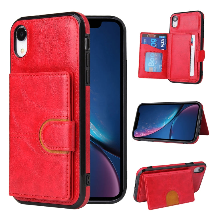 For iPhone X / XS PU + TPU + PC  Shockproof Back Cover Case with Card Slot & Holder