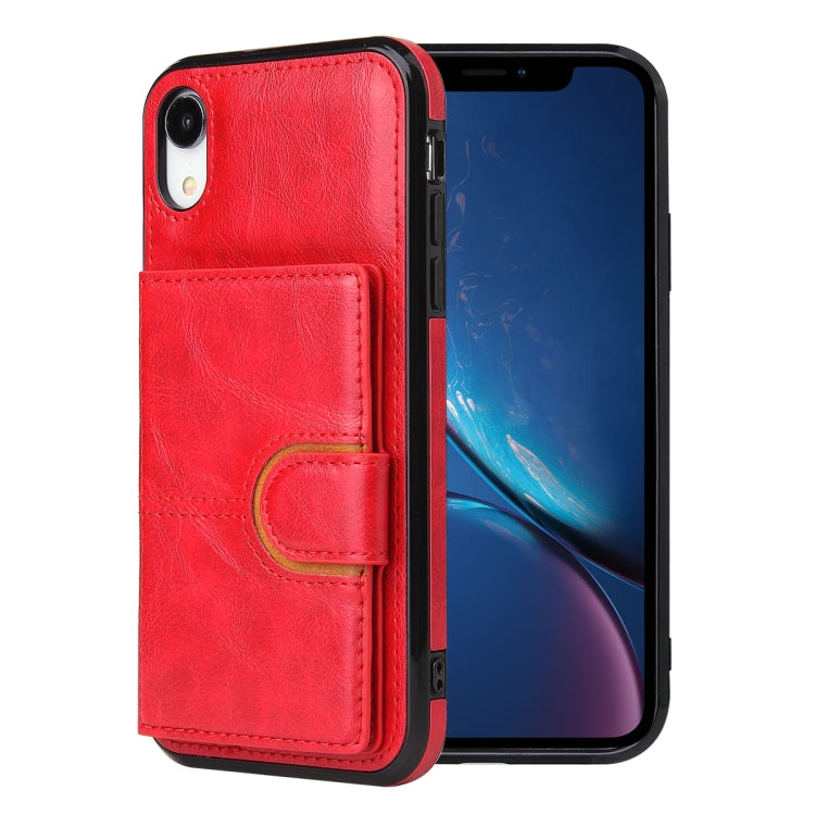 For iPhone X / XS PU + TPU + PC  Shockproof Back Cover Case with Card Slot & Holder