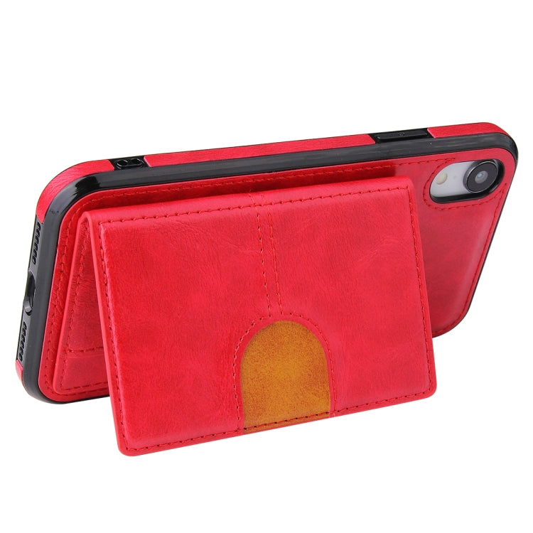 For iPhone X / XS PU + TPU + PC  Shockproof Back Cover Case with Card Slot & Holder