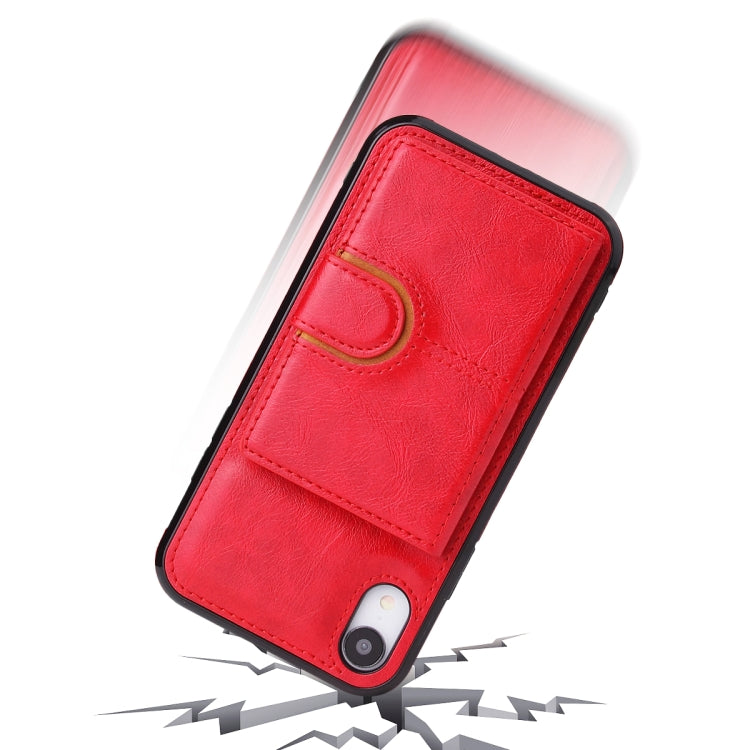 For iPhone X / XS PU + TPU + PC  Shockproof Back Cover Case with Card Slot & Holder