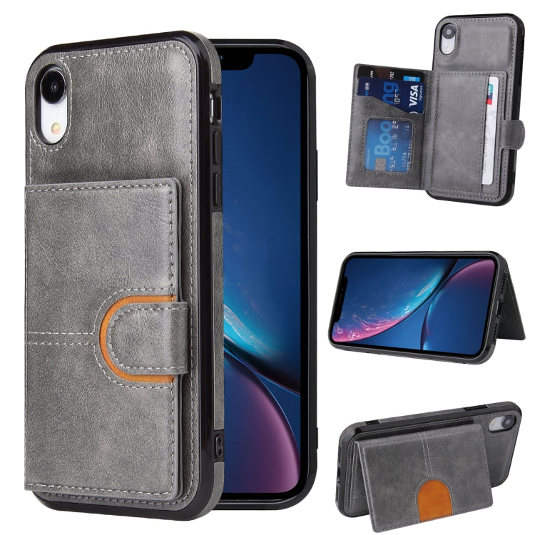 For iPhone X / XS PU + TPU + PC  Shockproof Back Cover Case with Card Slot & Holder