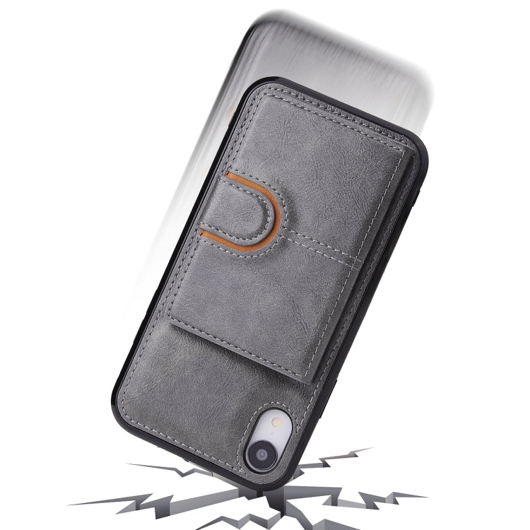 For iPhone X / XS PU + TPU + PC  Shockproof Back Cover Case with Card Slot & Holder