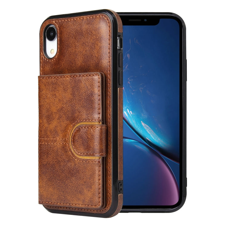 For iPhone X / XS PU + TPU + PC  Shockproof Back Cover Case with Card Slot & Holder