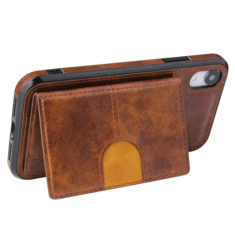 For iPhone X / XS PU + TPU + PC  Shockproof Back Cover Case with Card Slot & Holder