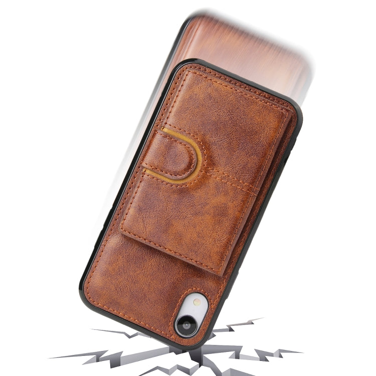 For iPhone X / XS PU + TPU + PC  Shockproof Back Cover Case with Card Slot & Holder