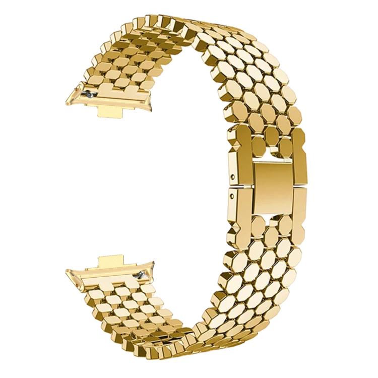 For Redmi Watch6/5/4/Xiaomi Band 9 Pro/8 Pro Fish Scale Texture Metal Stainless Steel Watch Band