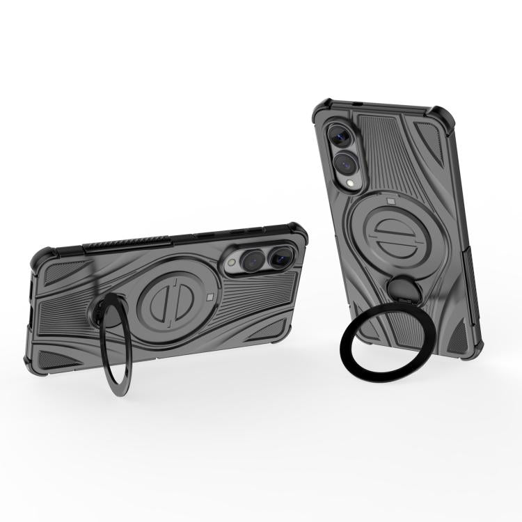 For Samsung Galaxy S25 Edge 5G Star Ring Metallic Pivot Bracket Magnetic Phone Case