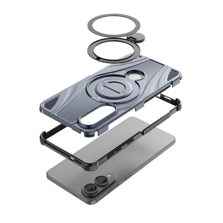 For Samsung Galaxy S25 Edge 5G Star Ring Metallic Pivot Bracket Magnetic Phone Case