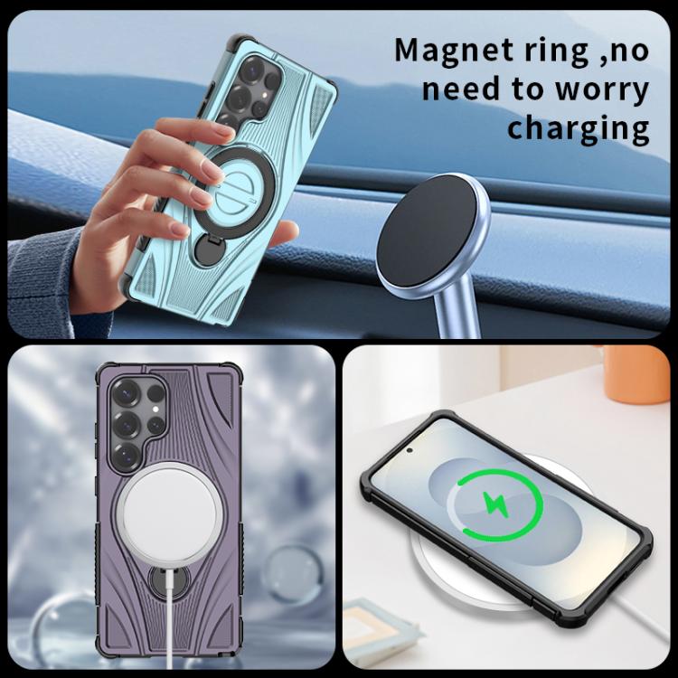 For Samsung Galaxy S25 Ultra 5G Star Ring Metallic Pivot Bracket Magnetic Phone Case