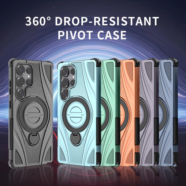 For Samsung Galaxy S25 Ultra 5G Star Ring Metallic Pivot Bracket Magnetic Phone Case