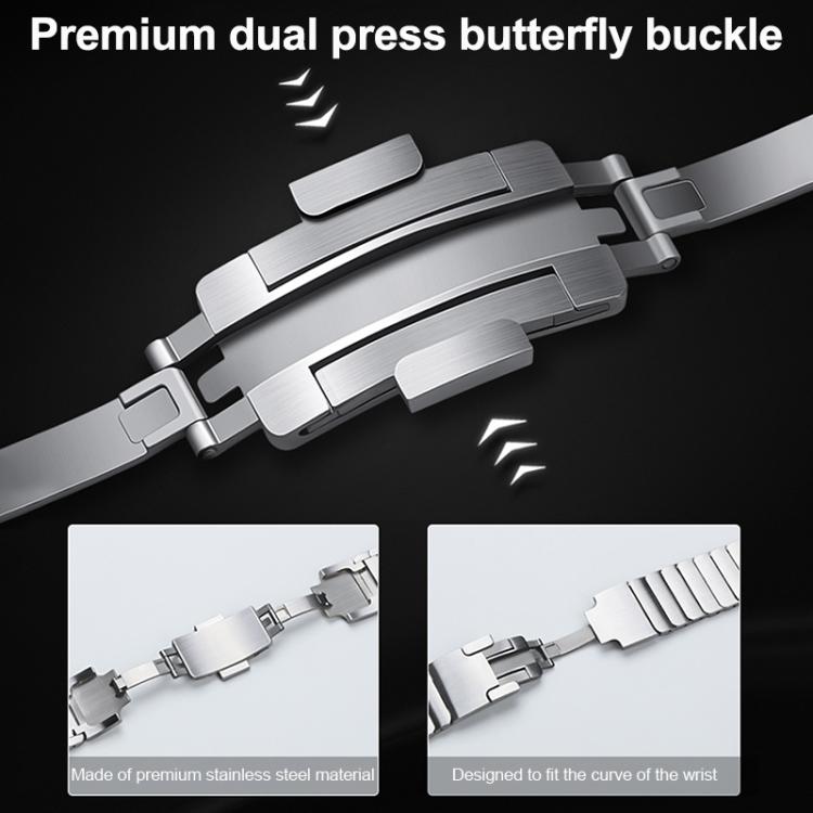 For Xiaomi Band 10 Pro / Redmi Watch 6 / 5 One Beads Dual-Press Butterfly Buckle Stainless Steel Watch Band