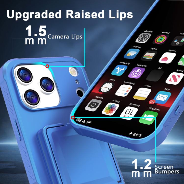 For iPhone 17 Pro Max Skin Feel TPU Hidden Mirror Card Bag Phone Case with Stand