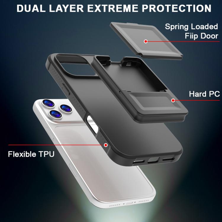 For iPhone 17 Pro Max Skin Feel TPU Hidden Mirror Card Bag Phone Case with Stand