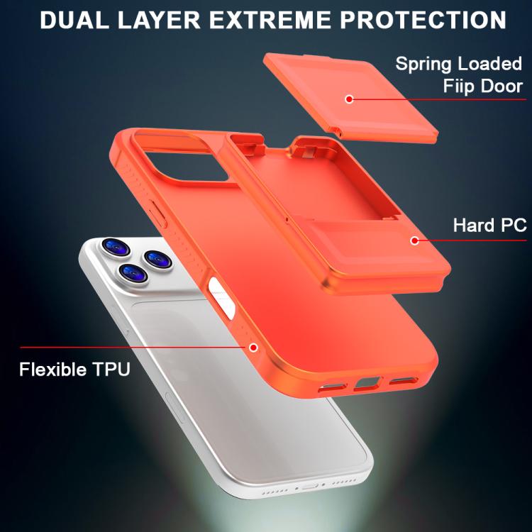 For iPhone 17 Pro Skin Feel TPU Hidden Mirror Card Bag Phone Case with Stand