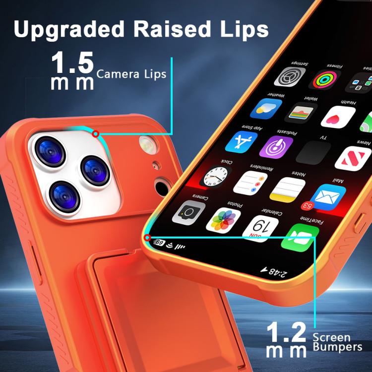 For iPhone 17 Pro Skin Feel TPU Hidden Mirror Card Bag Phone Case with Stand