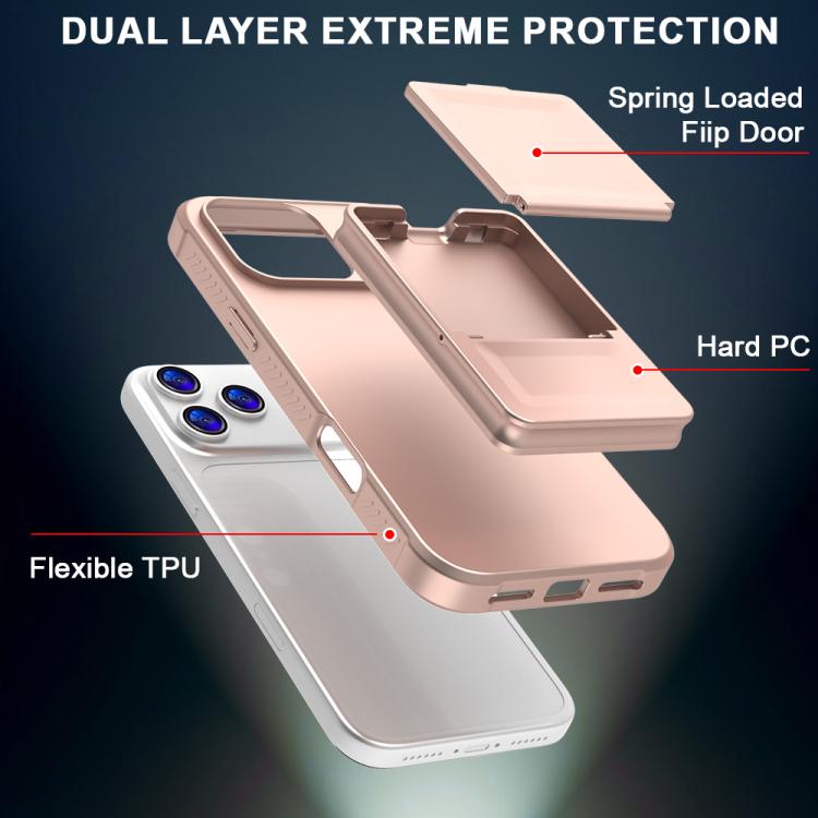 For iPhone 17 Pro Skin Feel TPU Hidden Mirror Card Bag Phone Case with Stand