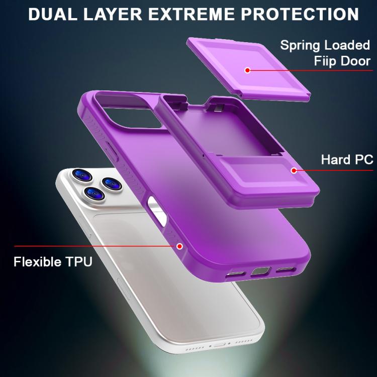 For iPhone 17 Pro Skin Feel TPU Hidden Mirror Card Bag Phone Case with Stand