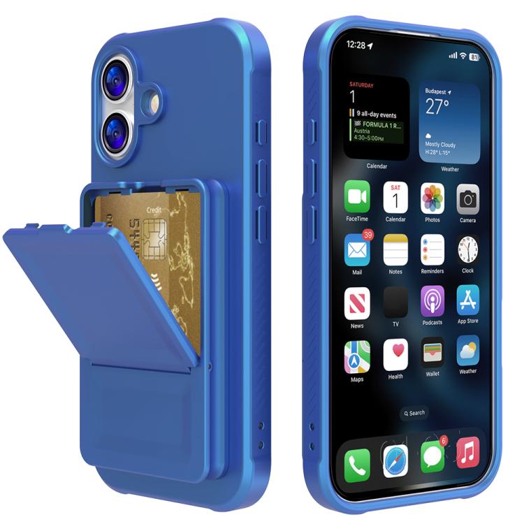 For iPhone 17 Skin Feel TPU Hidden Mirror Card Bag Phone Case with Stand