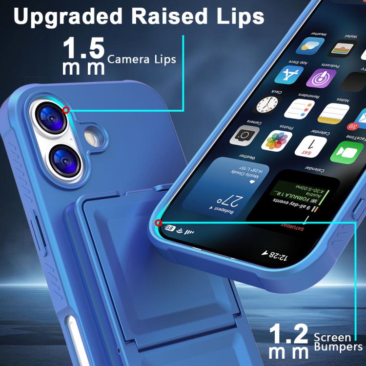 For iPhone 17 Skin Feel TPU Hidden Mirror Card Bag Phone Case with Stand