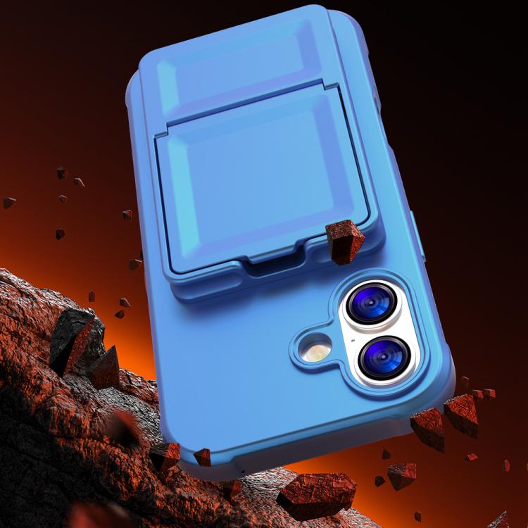 For iPhone 17 Skin Feel TPU Hidden Mirror Card Bag Phone Case with Stand