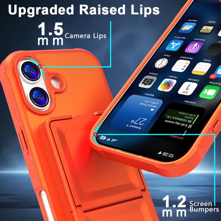 For iPhone 17 Skin Feel TPU Hidden Mirror Card Bag Phone Case with Stand