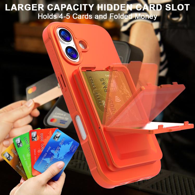 For iPhone 17 Skin Feel TPU Hidden Mirror Card Bag Phone Case with Stand