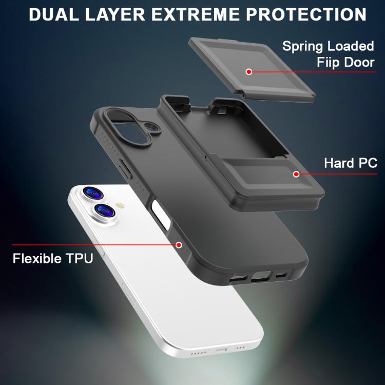For iPhone 17 Skin Feel TPU Hidden Mirror Card Bag Phone Case with Stand
