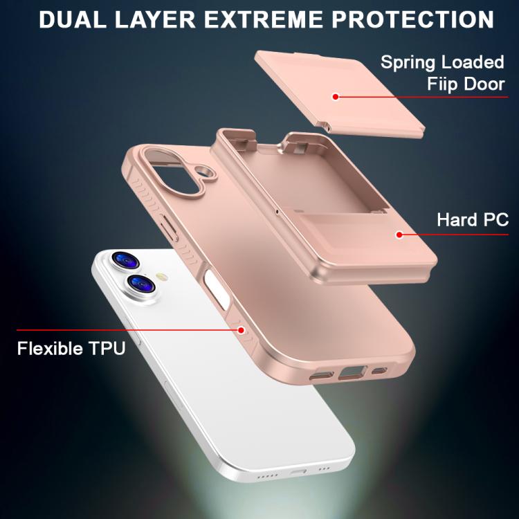 For iPhone 17 Skin Feel TPU Hidden Mirror Card Bag Phone Case with Stand