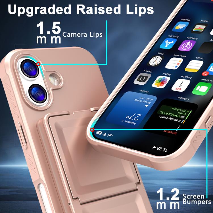 For iPhone 17 Skin Feel TPU Hidden Mirror Card Bag Phone Case with Stand