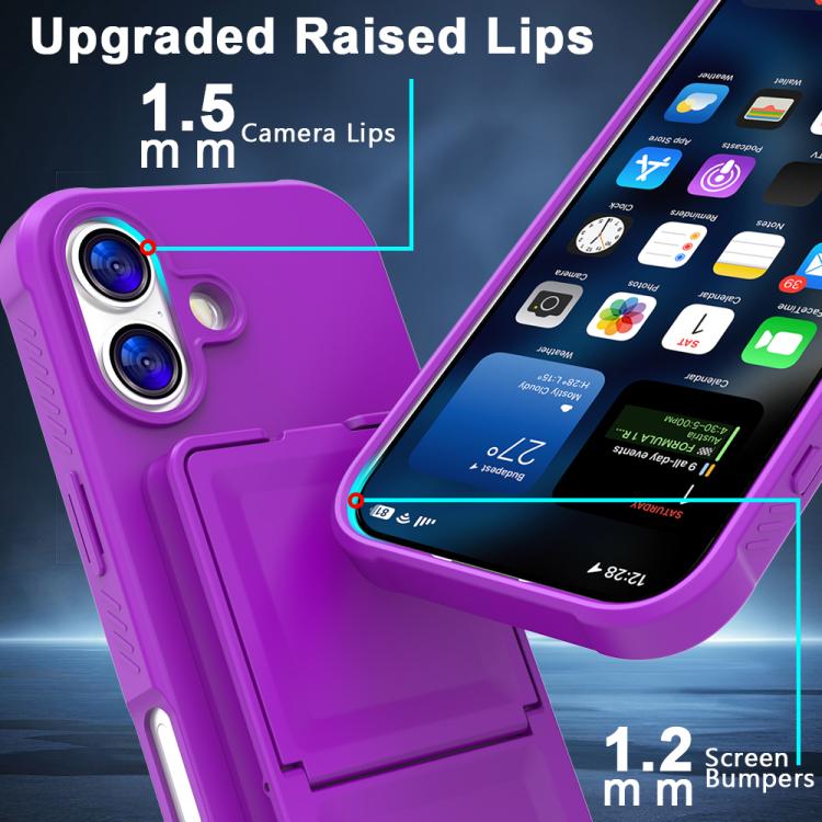 For iPhone 17 Skin Feel TPU Hidden Mirror Card Bag Phone Case with Stand
