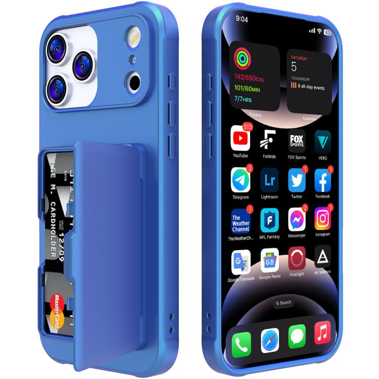 For iPhone 17 Pro Max Skin Feel PC Hybrid TPU Horizontal Hidden Mirror Card Bag Phone Case