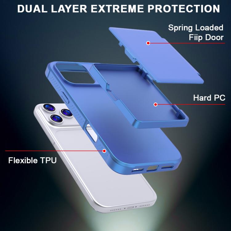 For iPhone 17 Pro Max Skin Feel PC Hybrid TPU Horizontal Hidden Mirror Card Bag Phone Case