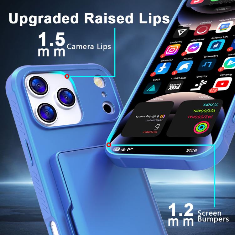 For iPhone 17 Pro Max Skin Feel PC Hybrid TPU Horizontal Hidden Mirror Card Bag Phone Case