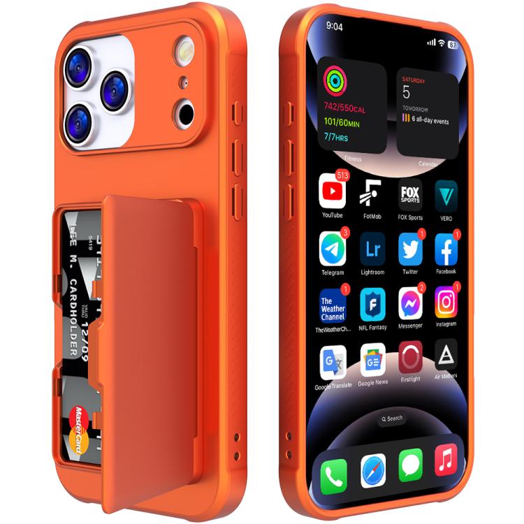 For iPhone 17 Pro Max Skin Feel PC Hybrid TPU Horizontal Hidden Mirror Card Bag Phone Case