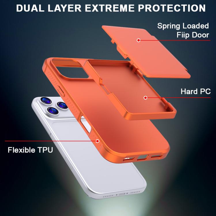For iPhone 17 Pro Max Skin Feel PC Hybrid TPU Horizontal Hidden Mirror Card Bag Phone Case