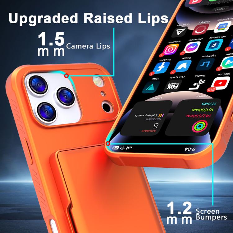 For iPhone 17 Pro Max Skin Feel PC Hybrid TPU Horizontal Hidden Mirror Card Bag Phone Case