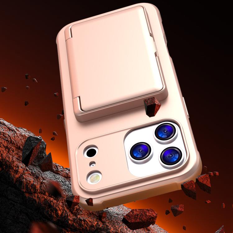 For iPhone 17 Pro Max Skin Feel PC Hybrid TPU Horizontal Hidden Mirror Card Bag Phone Case