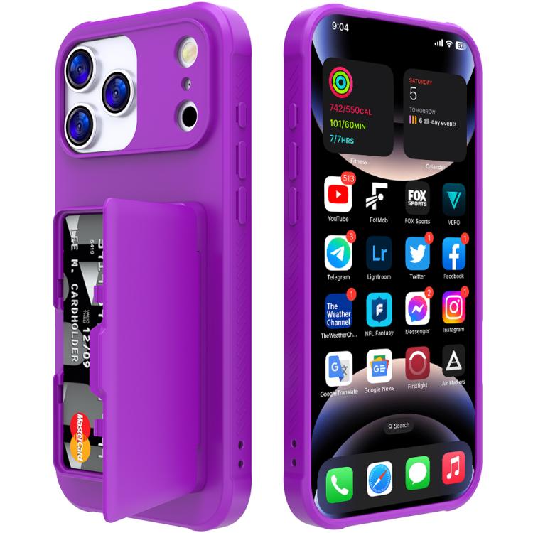 For iPhone 17 Pro Max Skin Feel PC Hybrid TPU Horizontal Hidden Mirror Card Bag Phone Case