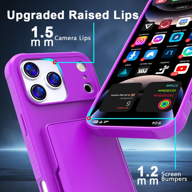 For iPhone 17 Pro Max Skin Feel PC Hybrid TPU Horizontal Hidden Mirror Card Bag Phone Case