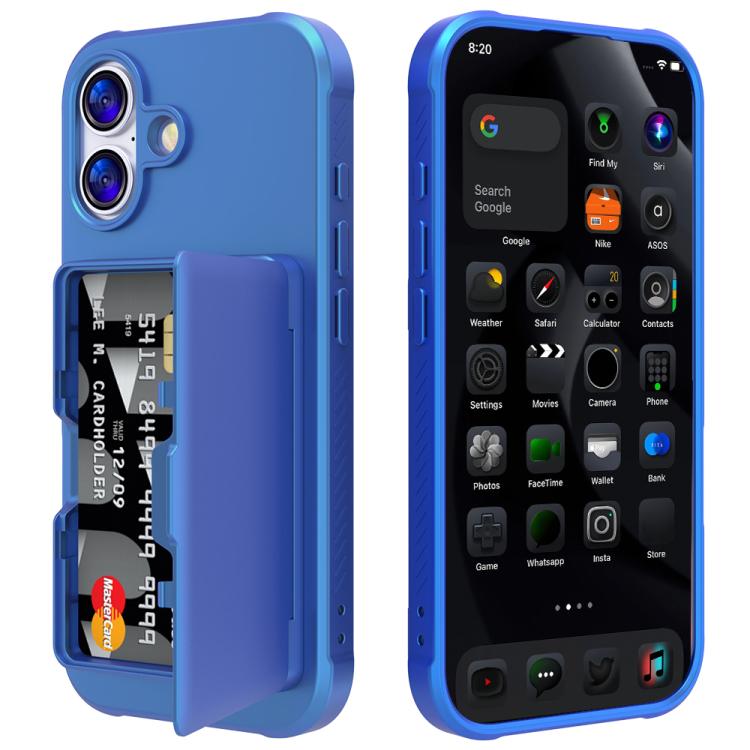 For iPhone 17 Skin Feel PC Hybrid TPU Horizontal Hidden Mirror Card Bag Phone Case