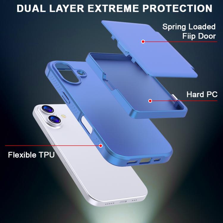 For iPhone 17 Skin Feel PC Hybrid TPU Horizontal Hidden Mirror Card Bag Phone Case