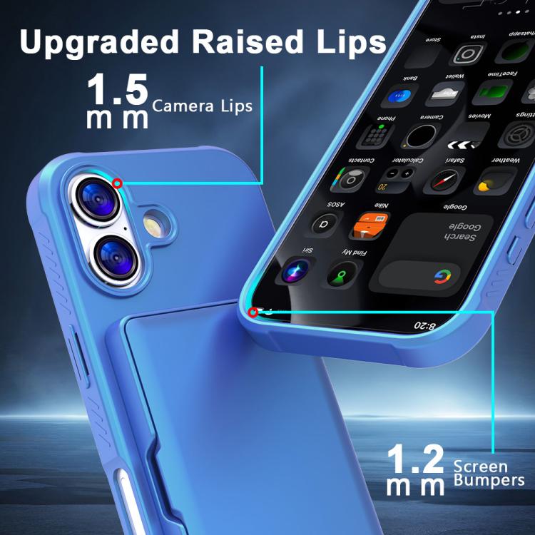 For iPhone 17 Skin Feel PC Hybrid TPU Horizontal Hidden Mirror Card Bag Phone Case