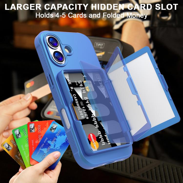 For iPhone 17 Skin Feel PC Hybrid TPU Horizontal Hidden Mirror Card Bag Phone Case