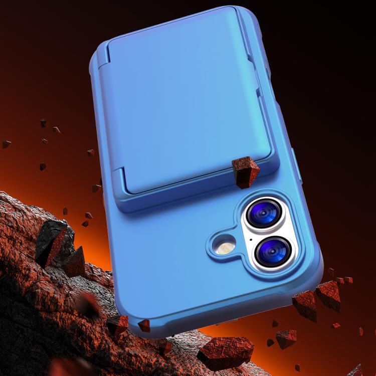 For iPhone 17 Skin Feel PC Hybrid TPU Horizontal Hidden Mirror Card Bag Phone Case