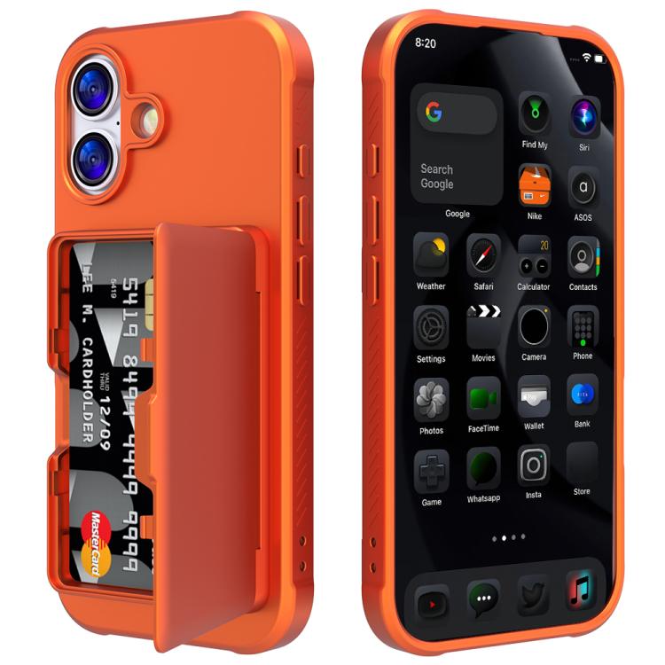 For iPhone 17 Skin Feel PC Hybrid TPU Horizontal Hidden Mirror Card Bag Phone Case