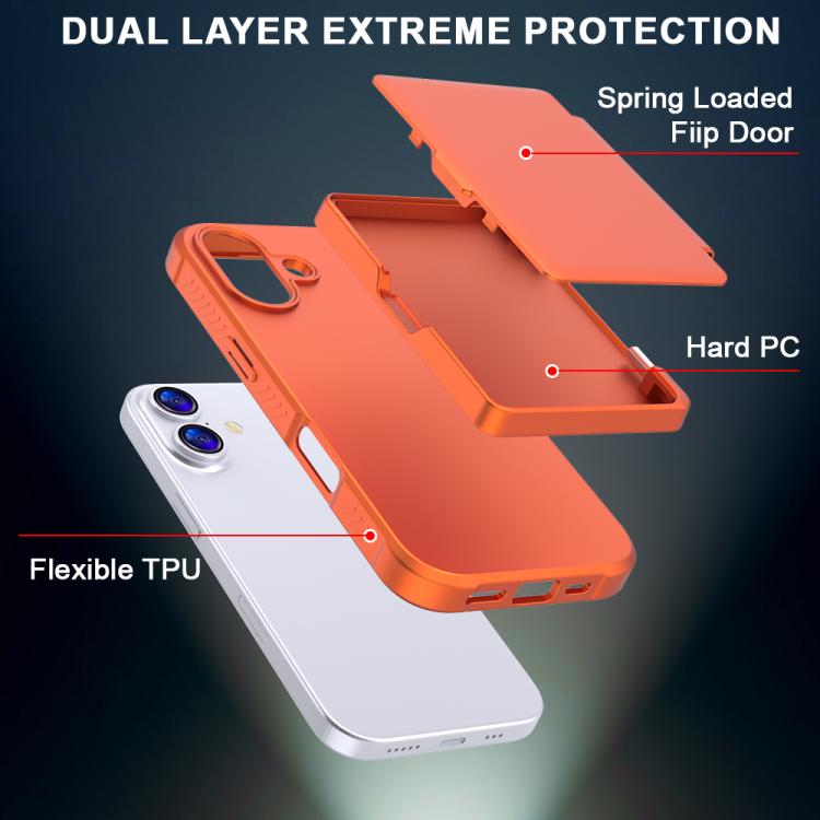 For iPhone 17 Skin Feel PC Hybrid TPU Horizontal Hidden Mirror Card Bag Phone Case